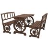 Carbonized Patio Perfection: 4-Person Dining Set with Carriage-Wheel Design for Alfresco Elegance