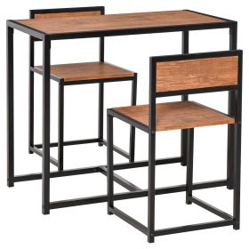 Industrial Dining Table Set for 2 Compact Kitchen Table and Chairs Rustic Brown for Small Spaces