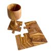 Olive Wood Coaster Puzzle 4-Pcs Set - Unique Interlocking Drink Coasters for Wooden Table Protection