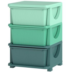 3 Tier Kids Storage Unit, Toy Organizers and Storage with 3 Drawer for Bedroom Nursery Living Room for Boys Girls Green