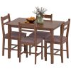 5-Piece Solid Wood Dining Table Set for 4, Farmhouse Kitchen Table with Upholstered Chairs for Dining Room, Light Brown