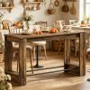 Counter Height Pub Table with Metal Footrests 63" Bar Table Kitchen Dining Table Set for Home Bar Restaurant
