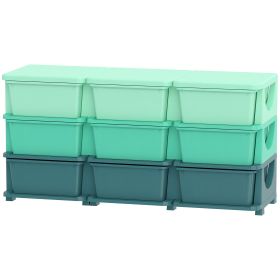 3 Tier Kids Storage Organizer with 9 Drawers for Bedroom, Nursery, Kindergarten, Living Room, Boys and Girls, Green