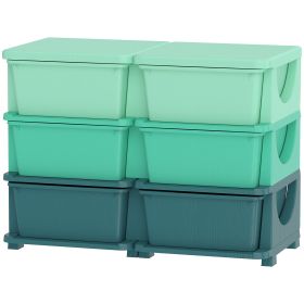 3 Tier Kids Storage Organizer with 6 Drawers for Bedroom, Nursery, Kindergarten, Living Room, Boys and Girls, Green