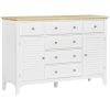 Sideboard Buffet Cabinet with Storage Drawers, Rubber Wood Top and Adjustable Shelves, Coffee Bar Cabinet, White