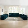 3 Piece Sofa Set Oversized Sofa Comfy Sofa Couch, 2 Pieces of 2 Seater and 1 Piece of 3 Seater Sofa for Living Room, Deep Seat Sofa Blue Chenille