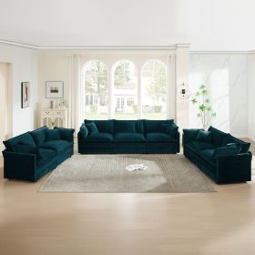 3 Piece Sofa Set Oversized Sofa Comfy Sofa Couch, 2 Pieces of 2 Seater and 1 Piece of 3 Seater Sofa for Living Room, Deep Seat Sofa Blue Chenille