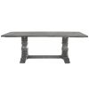 Rectangular Trestle Table with Double Turned Pedestal, Weathered Gray