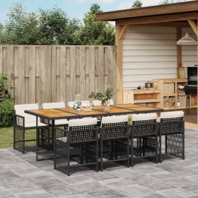 Garden Dining Set Black table and chairs, cream white cushions