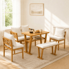 Small Farmhouse Solid Wood Kitchen Nook Dining Room Breakfast Nook Table Set for 6