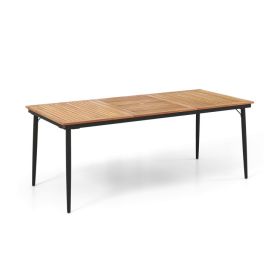 79" Acacia Wood Outdoor Dining Table for 8 with 1.9" Umbrella Hole