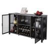 47 Inch Industrial Bar Cabinet, Wine Table for Liquor & Glasses, Sideboard Buffet Cabinet with Wine Rack