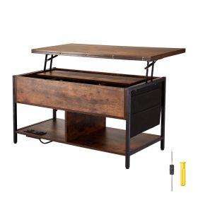 Lift Top Coffee Table, 39.4 in Rectangle Coffee Table with Extra Storage Pockets