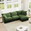 L-Shaped Slipcovered Sectional Sofa Couch, Comfy Chenille Deep Seat Cloud Couch with Convertible Ottoman & 2 Big Pillows