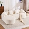 Boneless L-Shape Sectional Sofa with Curved Chaise,White Modular Chenille Compression Couch,30D High-Density Foam