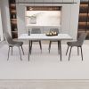 47"-63" extendable MDF modern dining table and chair set, suitable for 2-6 people, elegant white dining table and modern dining chair 4-piece set