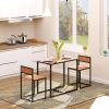 Industrial Dining Table Set for 2 Compact Kitchen Table and Chairs Rustic Brown for Small Spaces