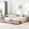 Full Size Storage Upholstered Tufted Bed Frame, Sofa Bed Frame with Comfortable Backrest and Armrests, Full Size Bed for Bedroom, Living Room,Velvet