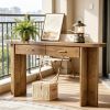 Farmhouse Oval Curved Entryway Table with 2 Drawers 63" Console Table Country Chic Hall Table Wood Sofa Table for Living Room