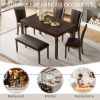 6-Piece Dining Table Set with Bench and Chairs, Wooden dining table set for 6 people, Farmhouse Rustic Style 6 Person Dining Table Set for Dining Room