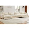 L Shaped Sectional Cloud Sofa , Convertible Deep 4 Seater Modular Couch for Living Room,Modern Velvet Comfy Upholstered Corner Couch Waist Pillows