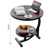 C Shaped End Table, 2 Tier Round Sofa Side Table with Storage Shelf, Small Space Saving Bedside Nightstand for Living Room, Bedroom and Couch
