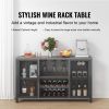 47 Inch Industrial Bar Cabinet, Wine Table for Liquor & Glasses, Sideboard Buffet Cabinet with Wine Rack