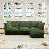 L-Shaped Slipcovered Sectional Sofa Couch, Comfy Chenille Deep Seat Cloud Couch with Convertible Ottoman & 2 Big Pillows