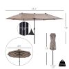 Patio Umbrella 15ft Double-Sided Outdoor Market Extra Large Umbrella with Crank Handle for Deck, Lawn, Backyard and Pool, Tan