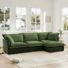 L-Shaped Slipcovered Sectional Sofa Couch, Comfy Chenille Deep Seat Cloud Couch with Convertible Ottoman & 2 Big Pillows