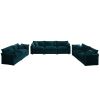 3 Piece Sofa Set Oversized Sofa Comfy Sofa Couch, 2 Pieces of 2 Seater and 1 Piece of 3 Seater Sofa for Living Room, Deep Seat Sofa Blue Chenille