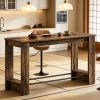 Counter Height Pub Table with Metal Footrests 63" Bar Table Kitchen Dining Table Set for Home Bar Restaurant