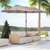 Patio Umbrella 15ft Double-Sided Outdoor Market Extra Large Umbrella with Crank Handle for Deck, Lawn, Backyard and Pool, Tan