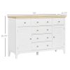 Sideboard Buffet Cabinet with Storage Drawers, Rubber Wood Top and Adjustable Shelves, Coffee Bar Cabinet, White