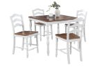White 5-Pc Counter Height Dining Set Dining Table 4 x Chairs Natural wood Grain Look Table Top Classic Dining Room
