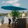 15ft Patio Umbrella with Base, Rectangular, Double-Canopy, UV-Blocking, Easy Crank, Blue