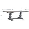Rectangular Trestle Table with Double Turned Pedestal, Weathered Gray
