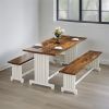 47" Small Dining Table Set for 2, 3-Piece Kitchen Table with 2 Benches, Farmhouse Wood Dinner Furniture