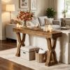 Farmhouse X-Leg Console Table Solid Wood Narrow Entryway Table Rustic Long Sofa Table for Hallway Living Room