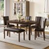 6-Piece Dining Table Set with Bench and Chairs, Wooden dining table set for 6 people, Farmhouse Rustic Style 6 Person Dining Table Set for Dining Room