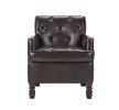 Leather Armchair with Rivet Decoration Single Sofa Accent Chair for Living Room-Brown