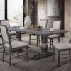 Rectangular Trestle Table with Double Turned Pedestal, Weathered Gray