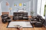 Electric Power Loveseat Recliner, Faux Leather Power Reclining Sofa with USB Ports, Cup Holders for Living Room-Dark Brown