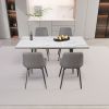 47"-63" extendable MDF modern dining table and chair set, suitable for 2-6 people, elegant white dining table and modern dining chair 4-piece set