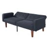 Modern PU Leather Futon Sofa with Tufted Backrest, Adjustable Reclining Couch with Wood & Metal Legs, Mid-Century Style Sofa for Living Room