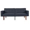 Modern PU Leather Futon Sofa with Tufted Backrest, Adjustable Reclining Couch with Wood & Metal Legs, Mid-Century Style Sofa for Living Room