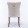 Modern, High-end Tufted Solid Wood Contemporary Velvet Upholstered Dining Chair with Wood Legs Nailhead Trim 2-Pcs Set,Beige, SW2001BG