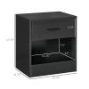Modern Nightstand, Accent End Table with Drawer and Storage Shelf, Sofa Side Table for Living Room or Bedroom, Black Wood Grain