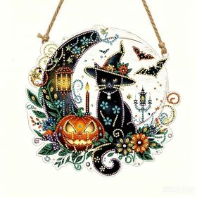 Halloween New Hot Selling Riding Broom Magical Witch Creative Wooden Printing Doors and Windows Garden Hanging Decoration (Color: 25, size: 20*20*0.5)