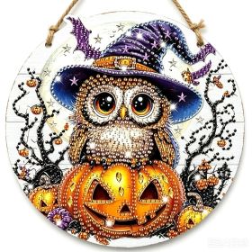 Halloween New Hot Selling Riding Broom Magical Witch Creative Wooden Printing Doors and Windows Garden Hanging Decoration (Color: 2, size: 15*15*0.5)